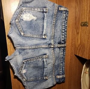 White washed denim shorts